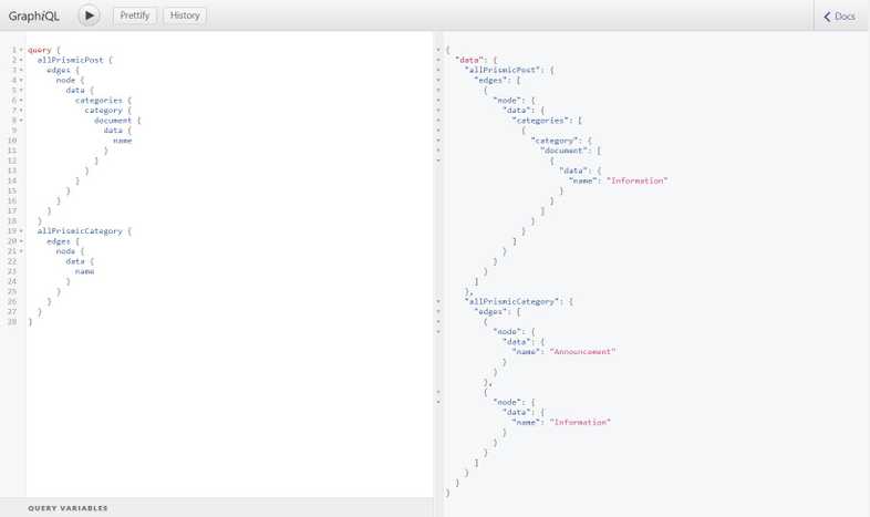 Prismic Categories Query