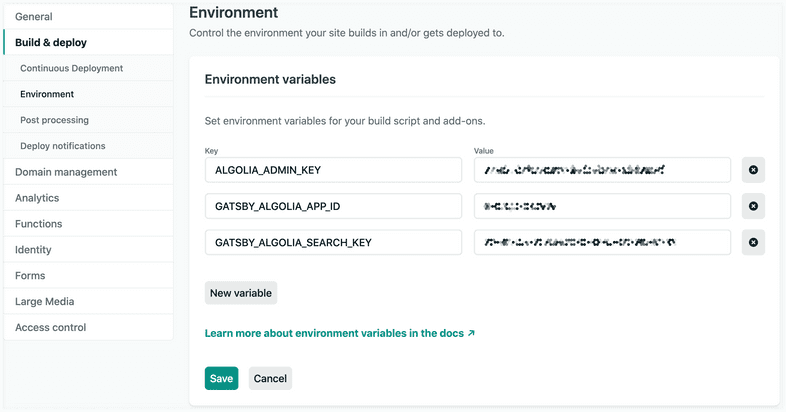 Netlify environment variable configuration